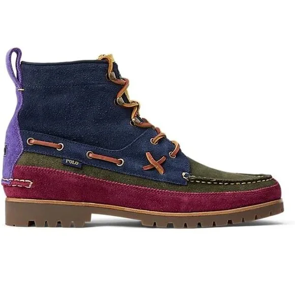 Sold Polo Country Ralph Lauren Suede Ranger Mid Boots Mens 7 Corduroy Lace Up - Picture 2 of 16